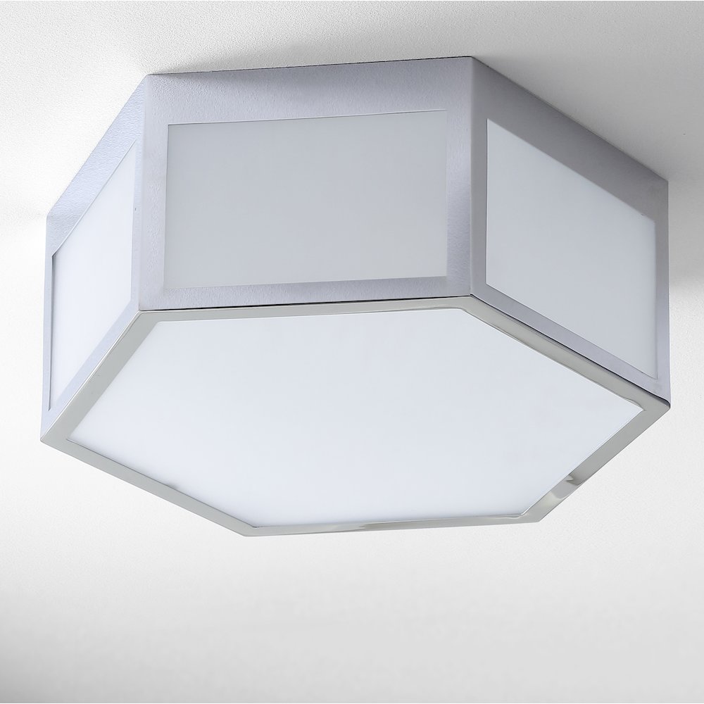 Minimo Hexagon Metalfrosted Glass Led Flush Mount. Picture 9