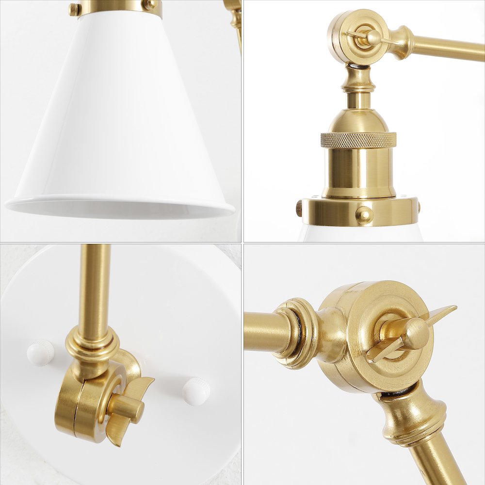 Rover Classic Industrial Metal Adjustable Arm LED Wall Sconce. Picture 4