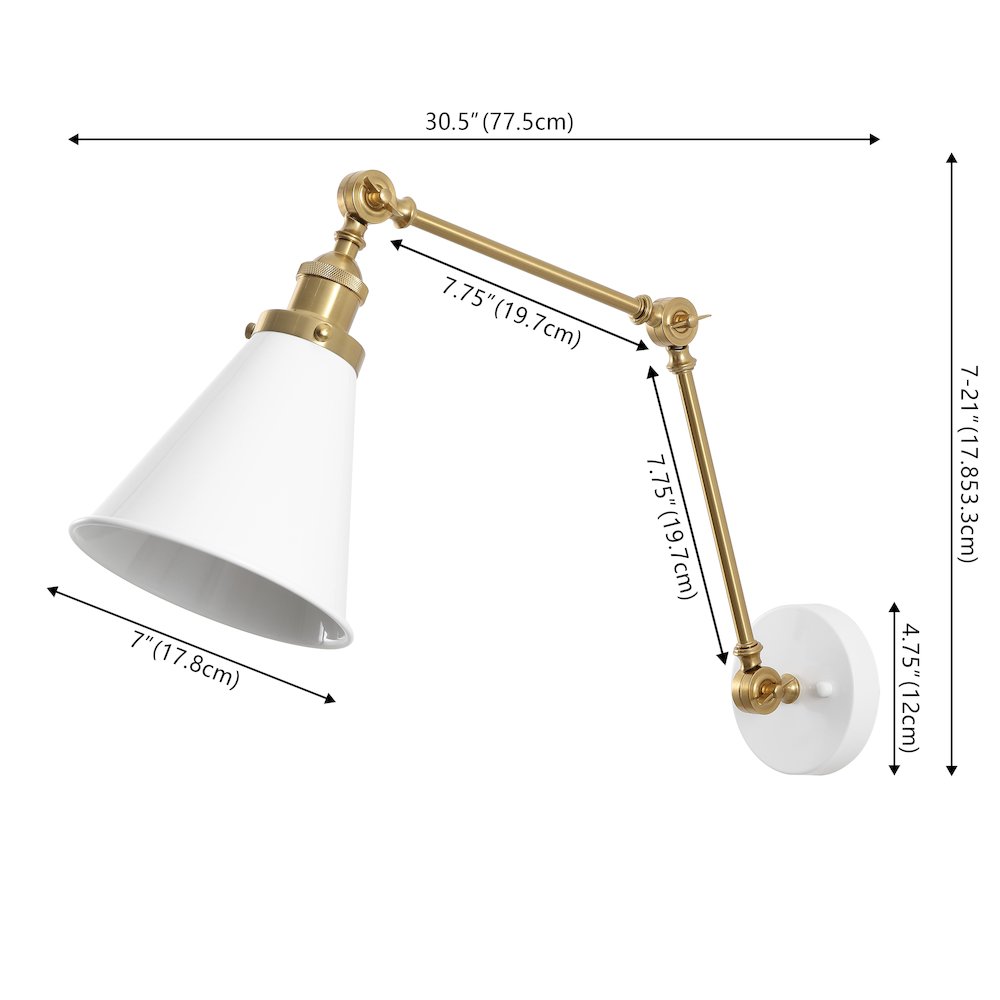 Rover Classic Industrial Metal Adjustable Arm LED Wall Sconce. Picture 1