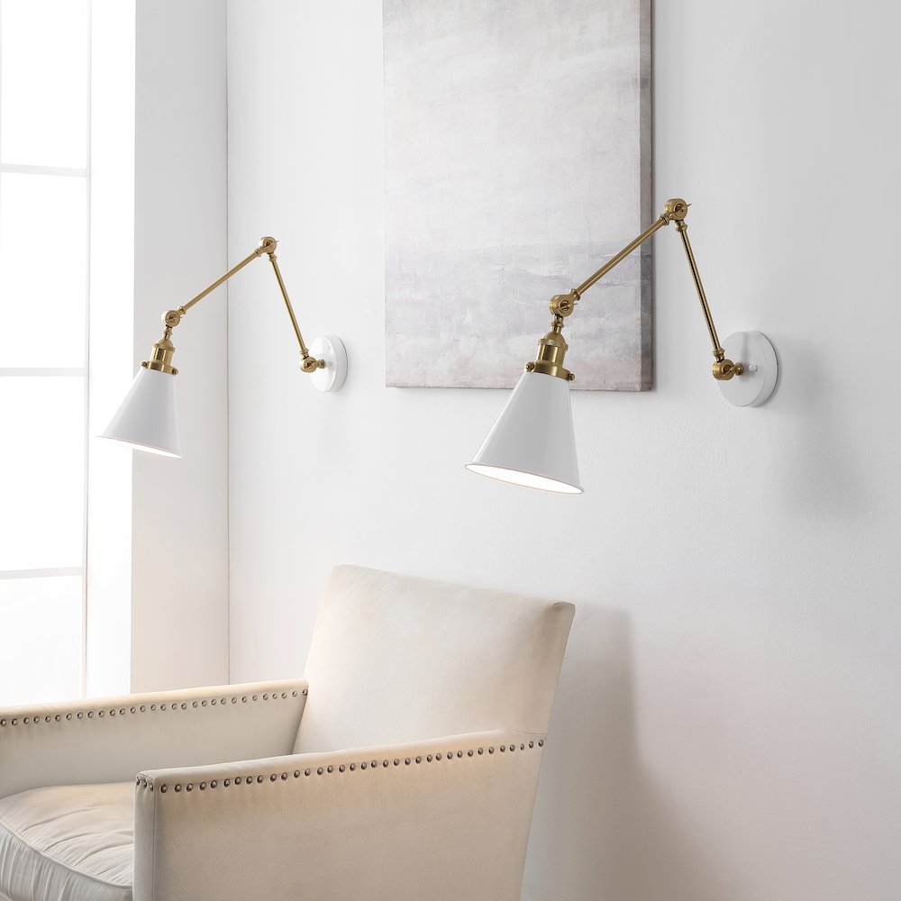 Rover Classic Industrial Metal Adjustable Arm LED Wall Sconce (Set of 2). Picture 3