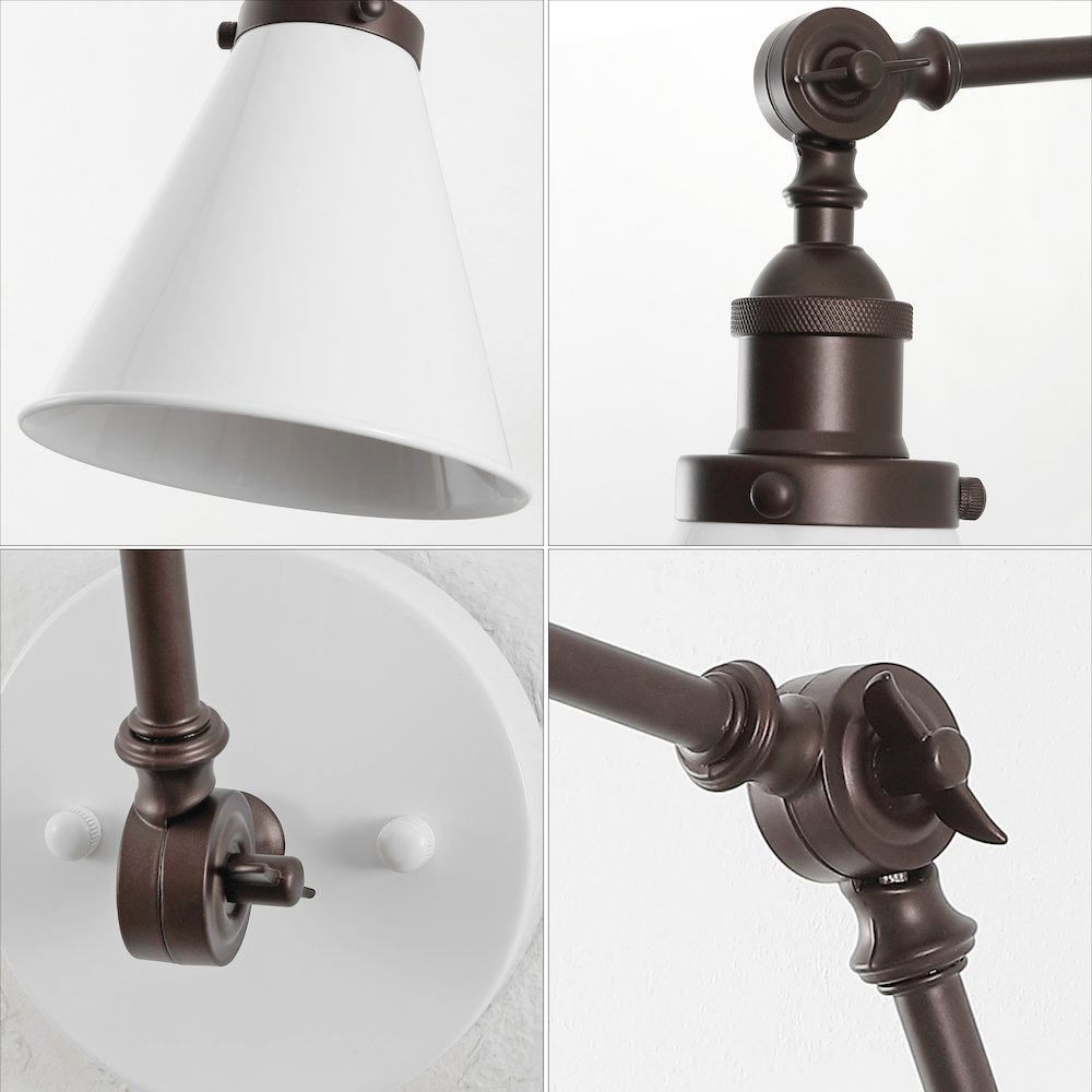 Rover Classic Industrial Metal Adjustable Arm LED Wall Sconce. Picture 4
