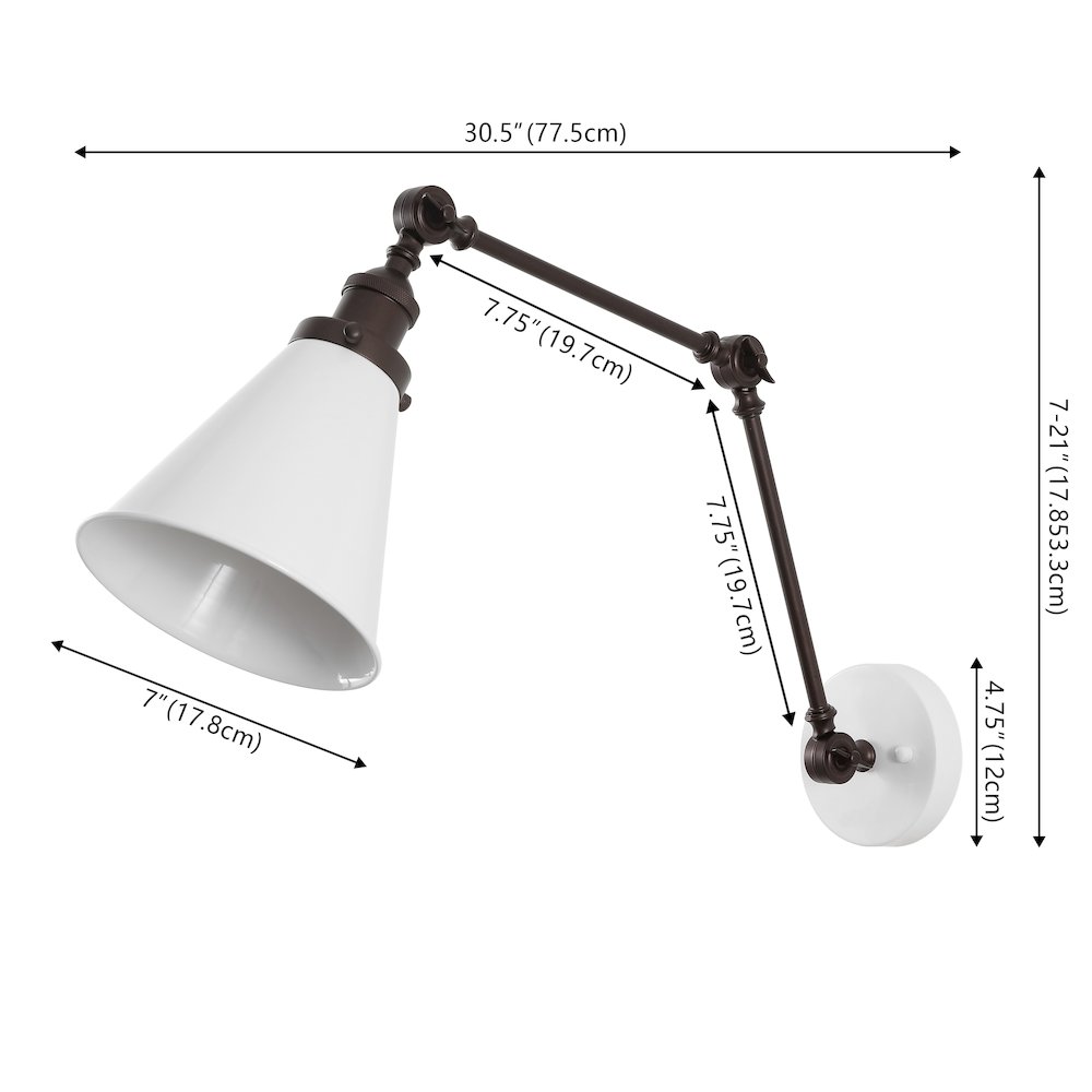 Rover Classic Industrial Metal Adjustable Arm LED Wall Sconce. Picture 1