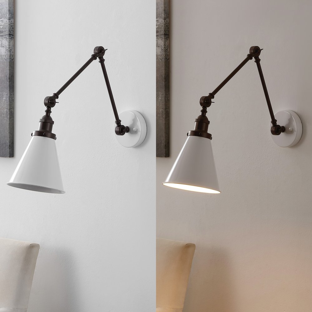 Rover Classic Industrial Metal Adjustable Arm LED Wall Sconce  (Set of 2). Picture 2