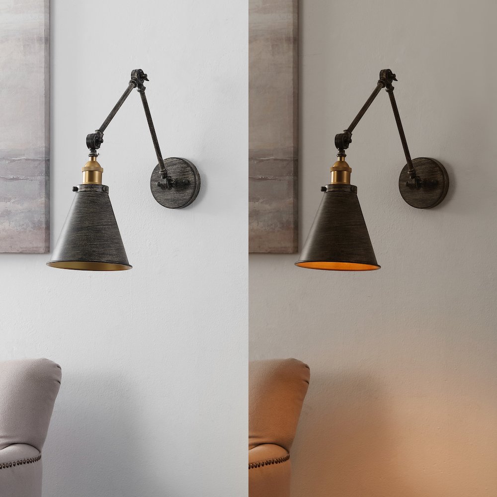 Rover Classic Industrial Metal Adjustable Arm LED Wall Sconce. Picture 2