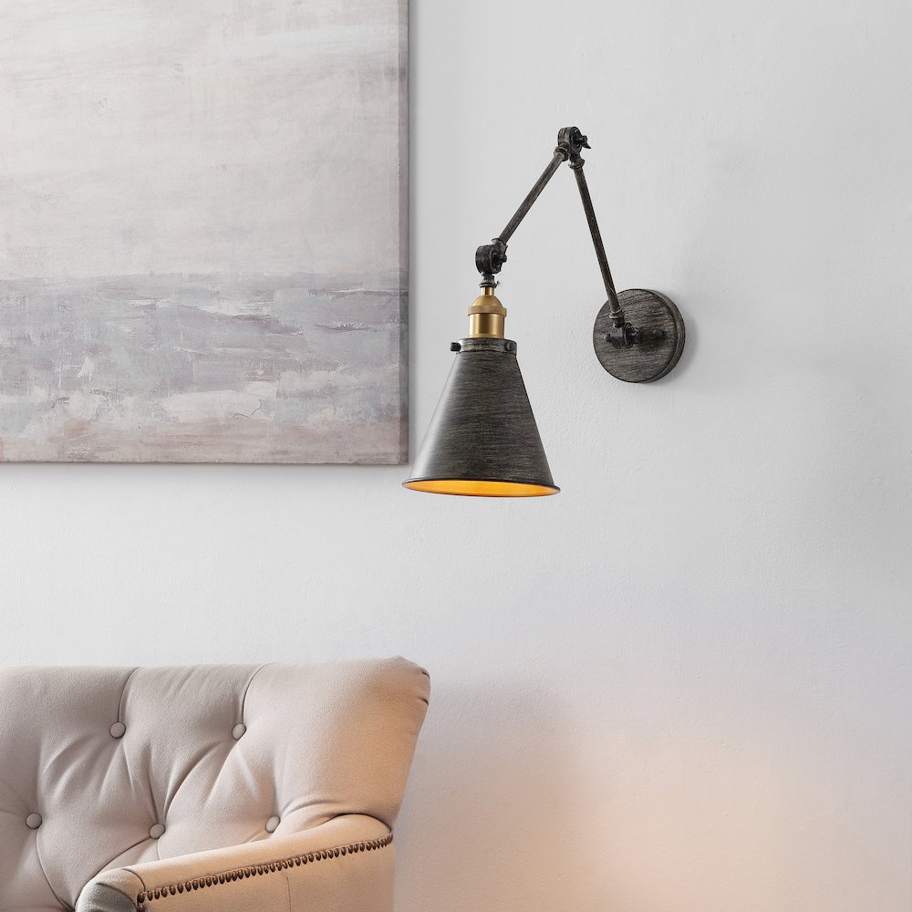 Rover Classic Industrial Metal Adjustable Arm LED Wall Sconce. Picture 3