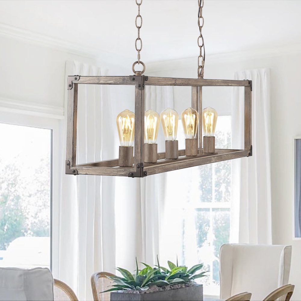 Magnolia Adjustable Iron Rustic Farmhouse Led Pendant. Picture 6