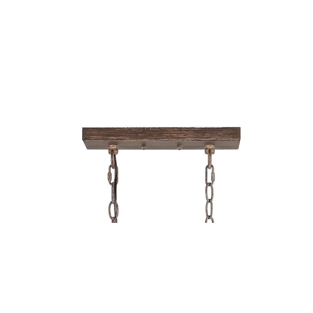 Zeniba Linear Adjustable Iron/Seeded Glass Rustic Farmhouse Led Pendant. Picture 4