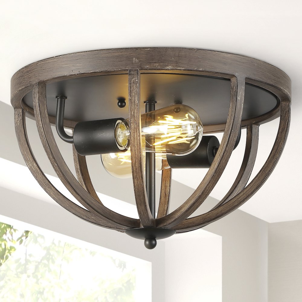 Darlene Iron Rustic Farmhouse Led Flush Mount. Picture 8