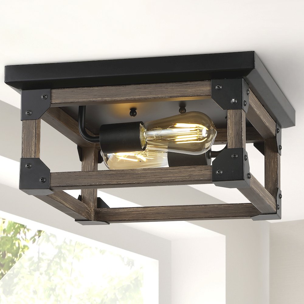 Cheshire Iron Rustic Farmhouse Led Flush Mount. Picture 8