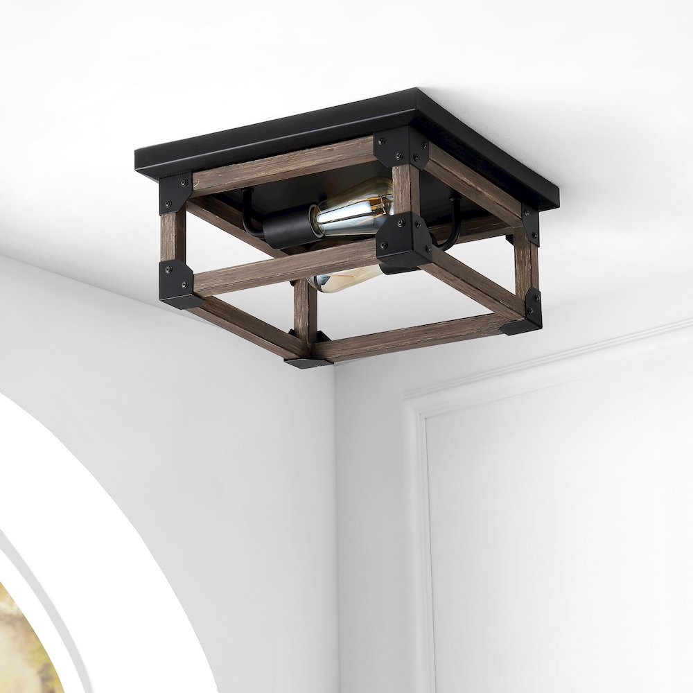 Cheshire Iron Rustic Farmhouse Led Flush Mount. Picture 7
