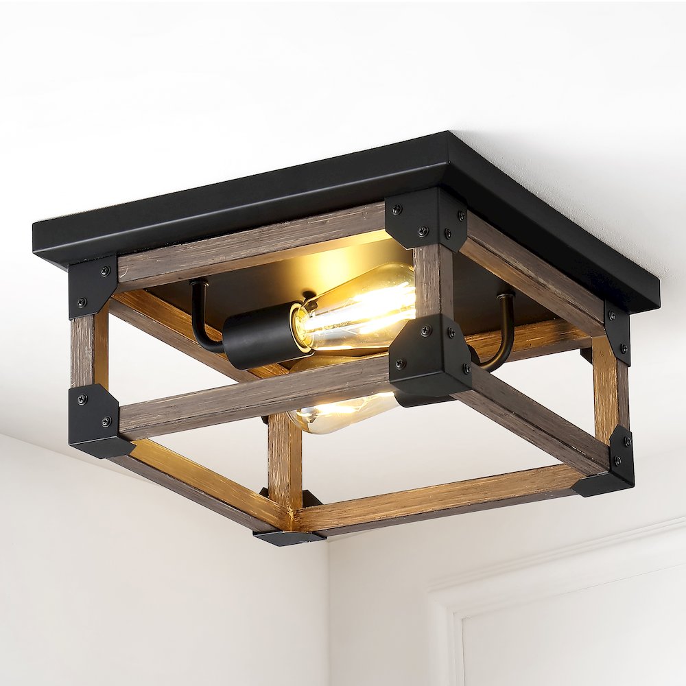 Cheshire Iron Rustic Farmhouse Led Flush Mount. Picture 4