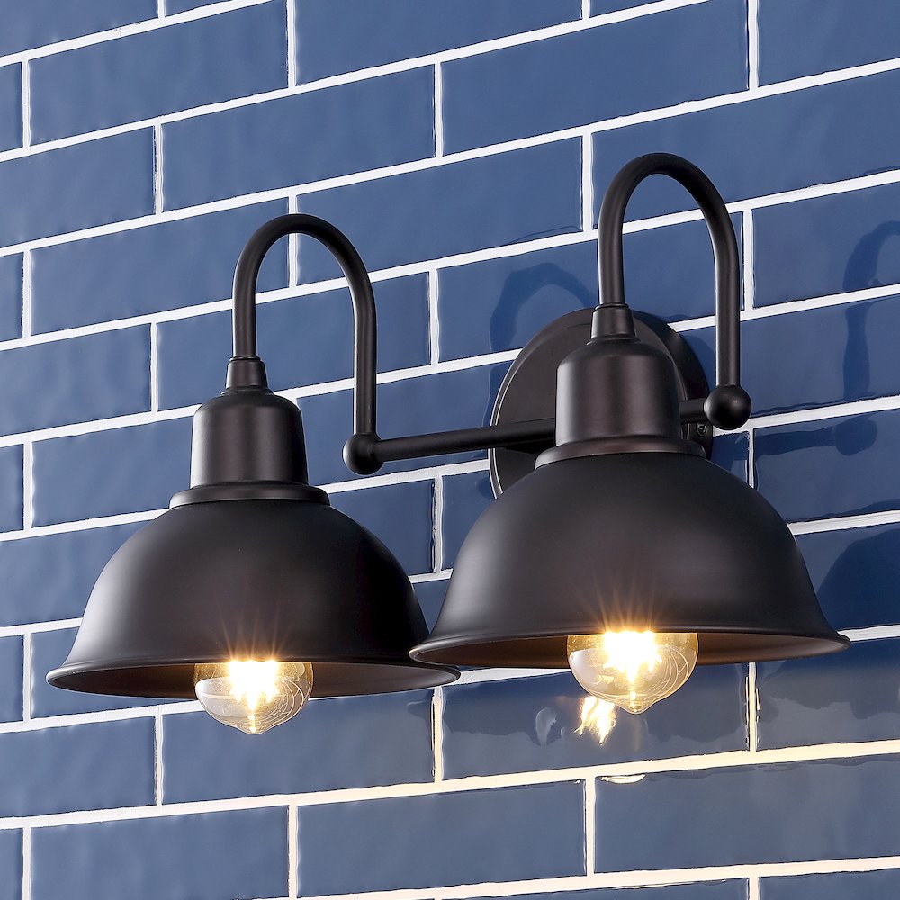 Frisco Farmhouse Industrial Iron Led Vanity. Picture 7