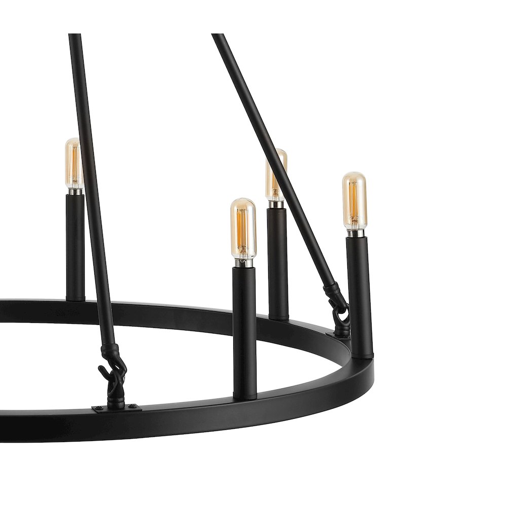 Oberto Ring Iron Rustic Farmhouse Led Chandelier. Picture 3