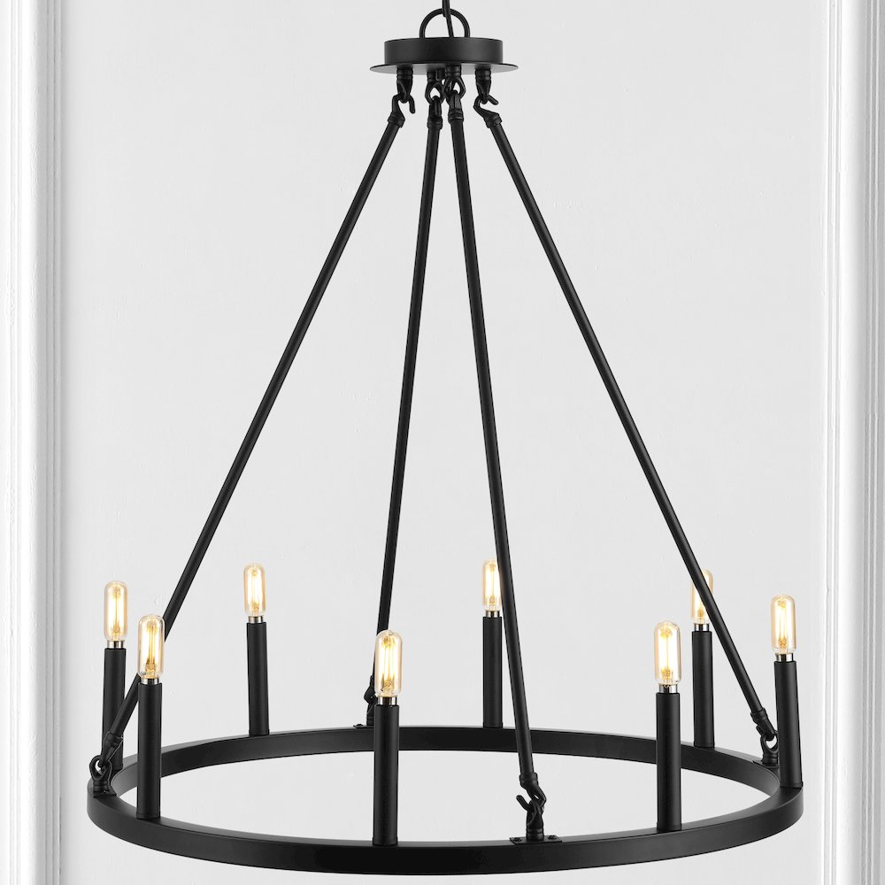 Oberto Ring Iron Rustic Farmhouse Led Chandelier. Picture 8