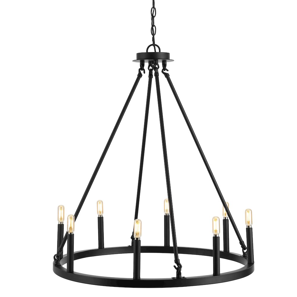 Oberto Ring Iron Rustic Farmhouse Led Chandelier. Picture 7