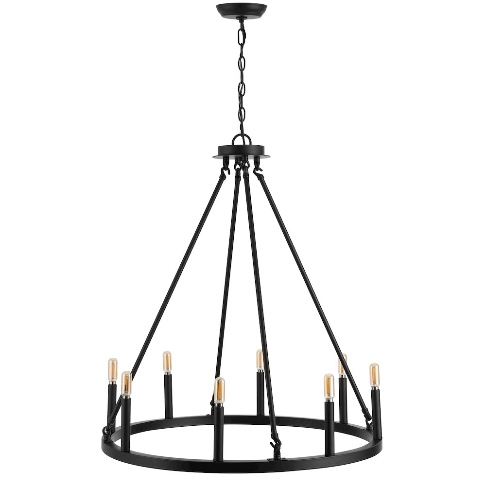 Oberto Ring Iron Rustic Farmhouse Led Chandelier. Picture 2