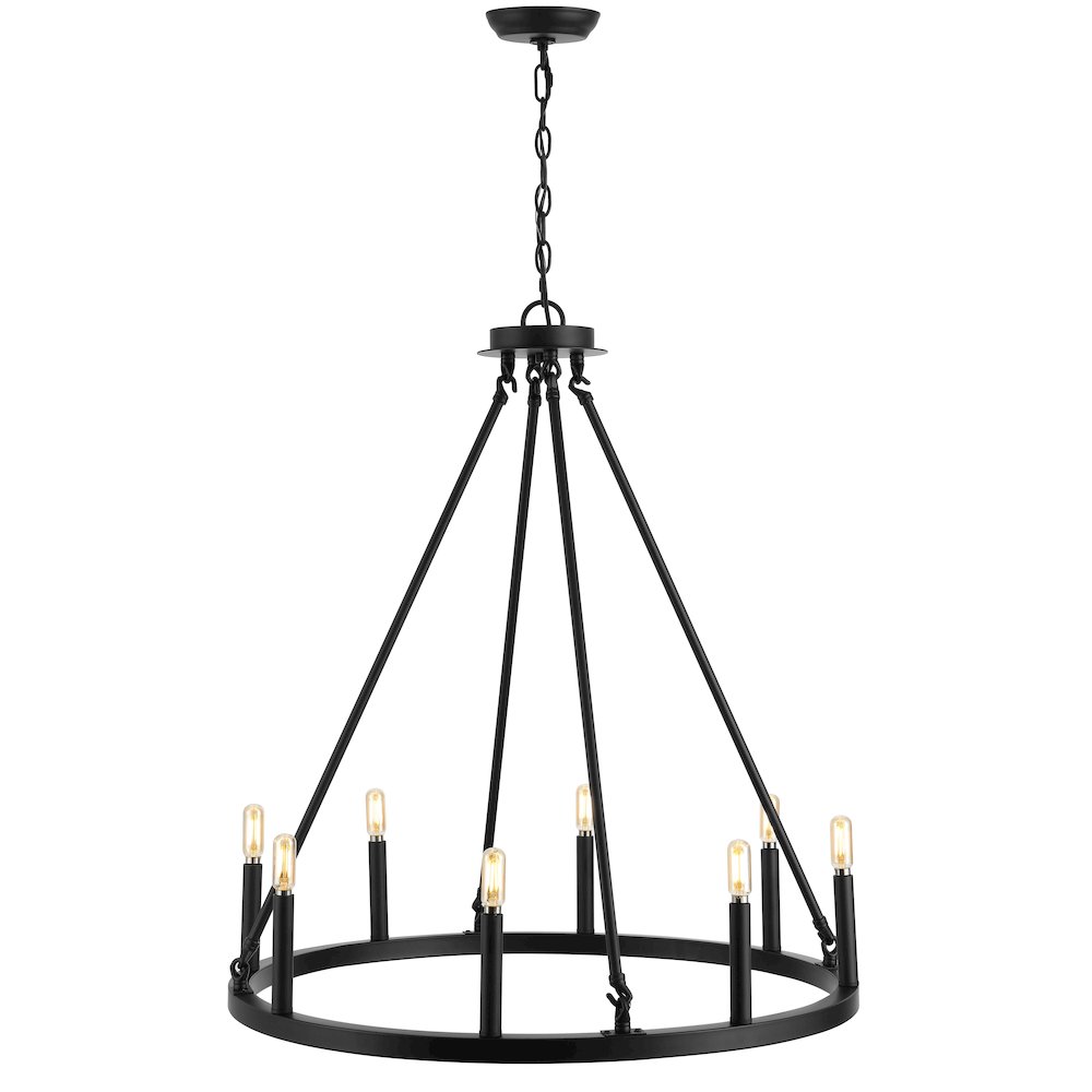 Oberto Ring Iron Rustic Farmhouse Led Chandelier. Picture 1