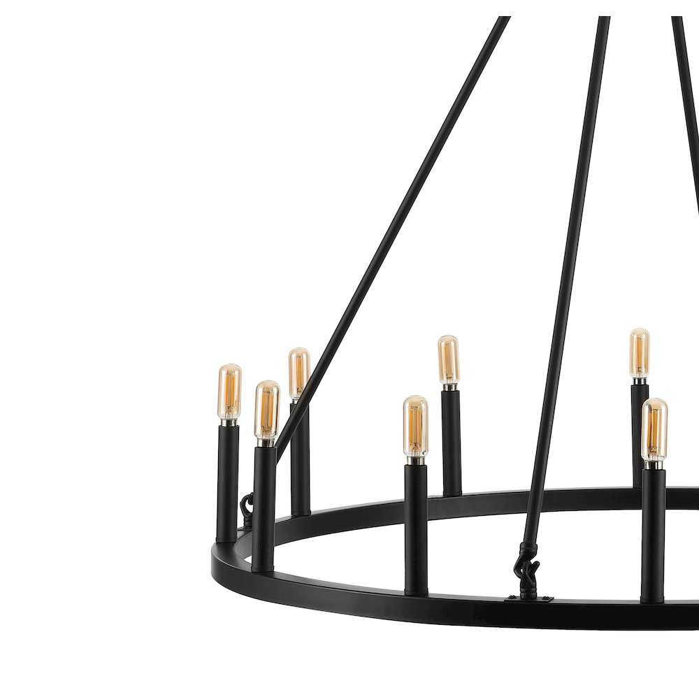 Oberto Ring Iron Rustic Farmhouse Led Chandelier. Picture 3