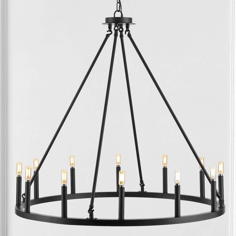 Oberto Ring Iron Rustic Farmhouse Led Chandelier. Picture 8