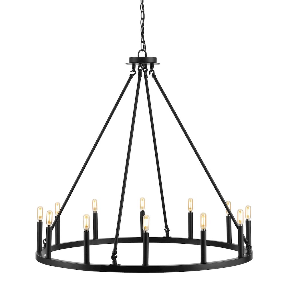 Oberto Ring Iron Rustic Farmhouse Led Chandelier. Picture 7