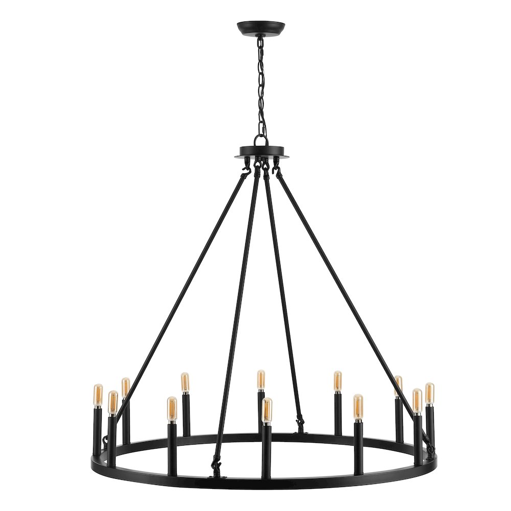 Oberto Ring Iron Rustic Farmhouse Led Chandelier. Picture 2