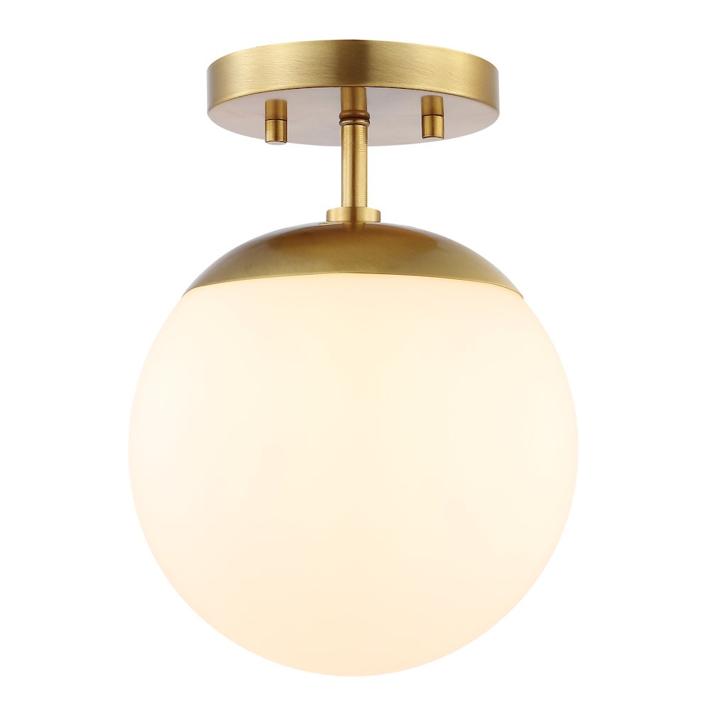 Marcel Bistro Bohemian Farmhouse Ironfrosted Glass Led Semi Flush Mount. Picture 7