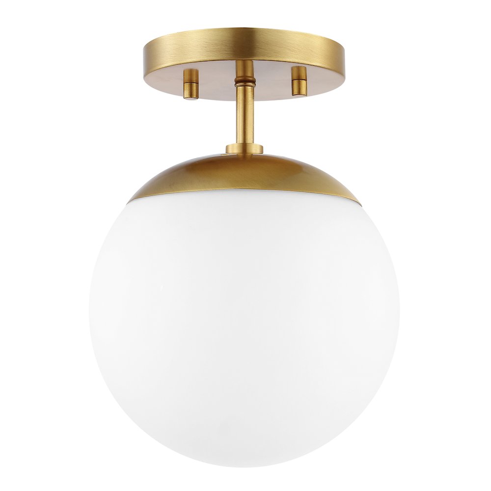 Marcel Bistro Bohemian Farmhouse Ironfrosted Glass Led Semi Flush Mount. Picture 1