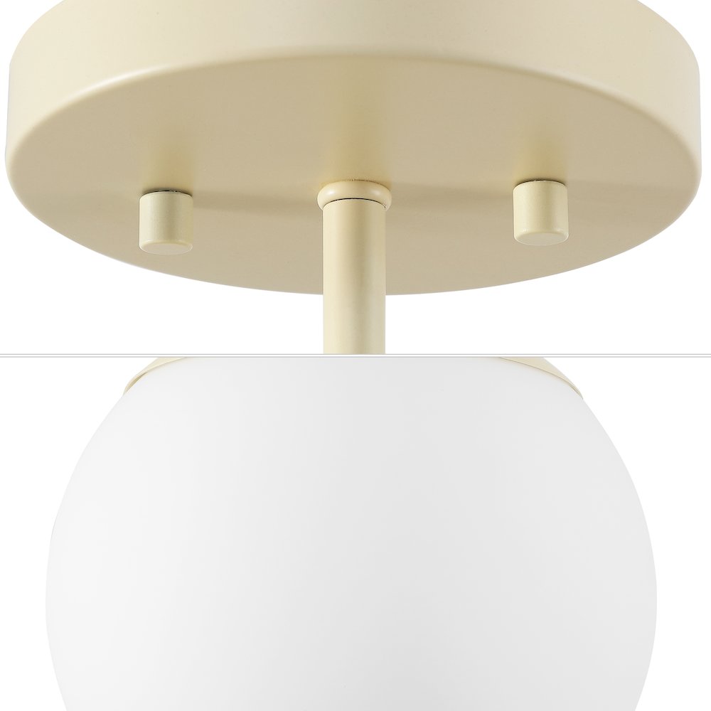 Marcel 1-Light Bohemian Farmhouse Iron/Frosted Glass LED Semi Flush Mount. Picture 4