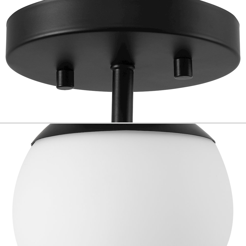 Marcel 1-Light Bohemian Farmhouse Iron/Frosted Glass LED Semi Flush Mount. Picture 4