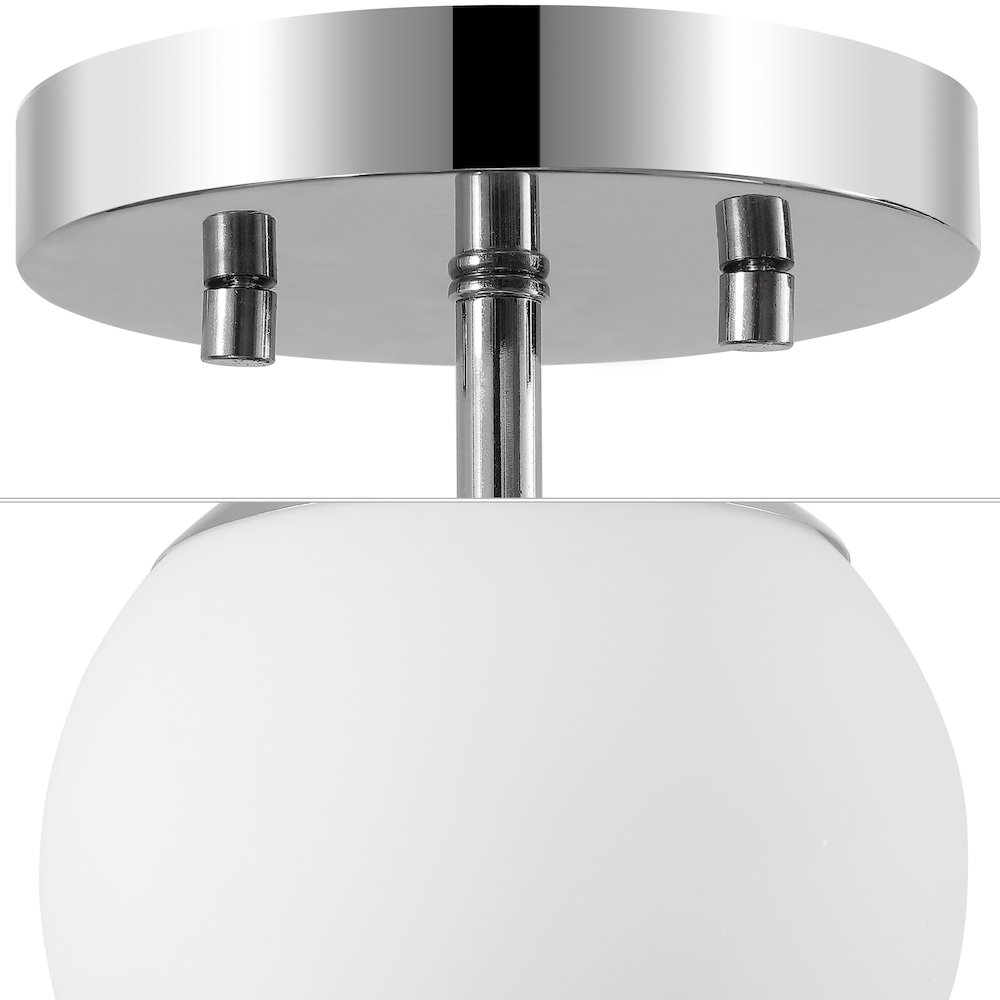 Marcel 1-Light Bohemian Farmhouse Iron/Frosted Glass LED Semi Flush Mount. Picture 4