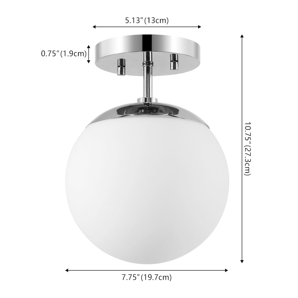 Marcel 1-Light Bohemian Farmhouse Iron/Frosted Glass LED Semi Flush Mount. Picture 3