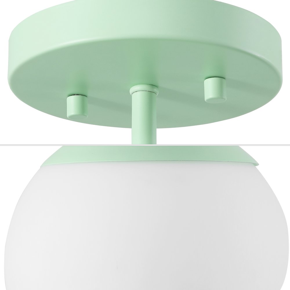 Marcel 1-Light Bohemian Farmhouse Iron/Frosted Glass LED Semi Flush Mount. Picture 4