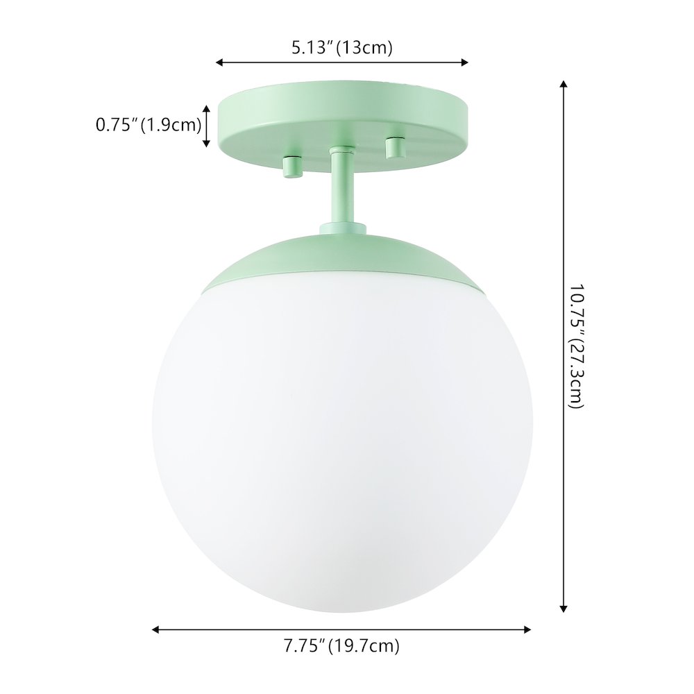 Marcel 1-Light Bohemian Farmhouse Iron/Frosted Glass LED Semi Flush Mount. Picture 3