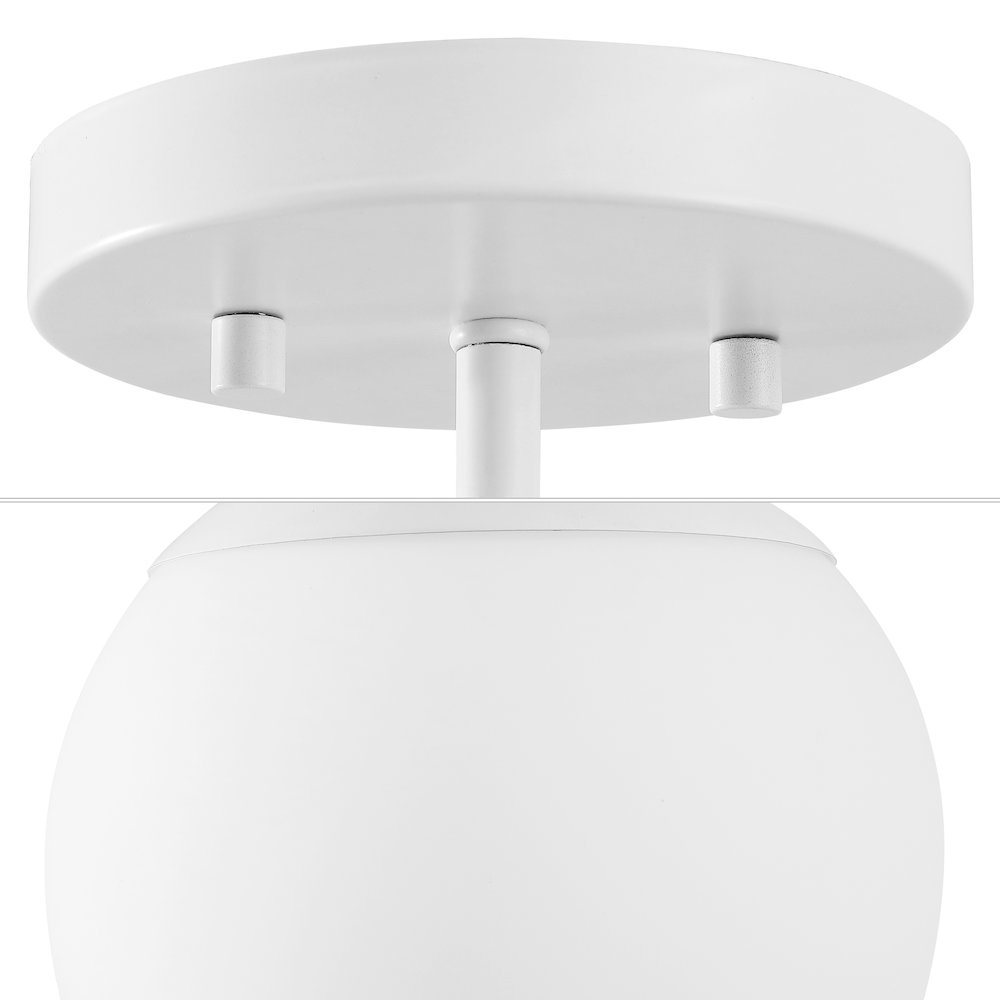 Marcel 1-Light Bohemian Farmhouse Iron/Frosted Glass LED Semi Flush Mount. Picture 4