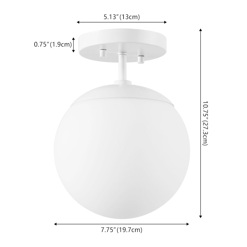 Marcel 1-Light Bohemian Farmhouse Iron/Frosted Glass LED Semi Flush Mount. Picture 3
