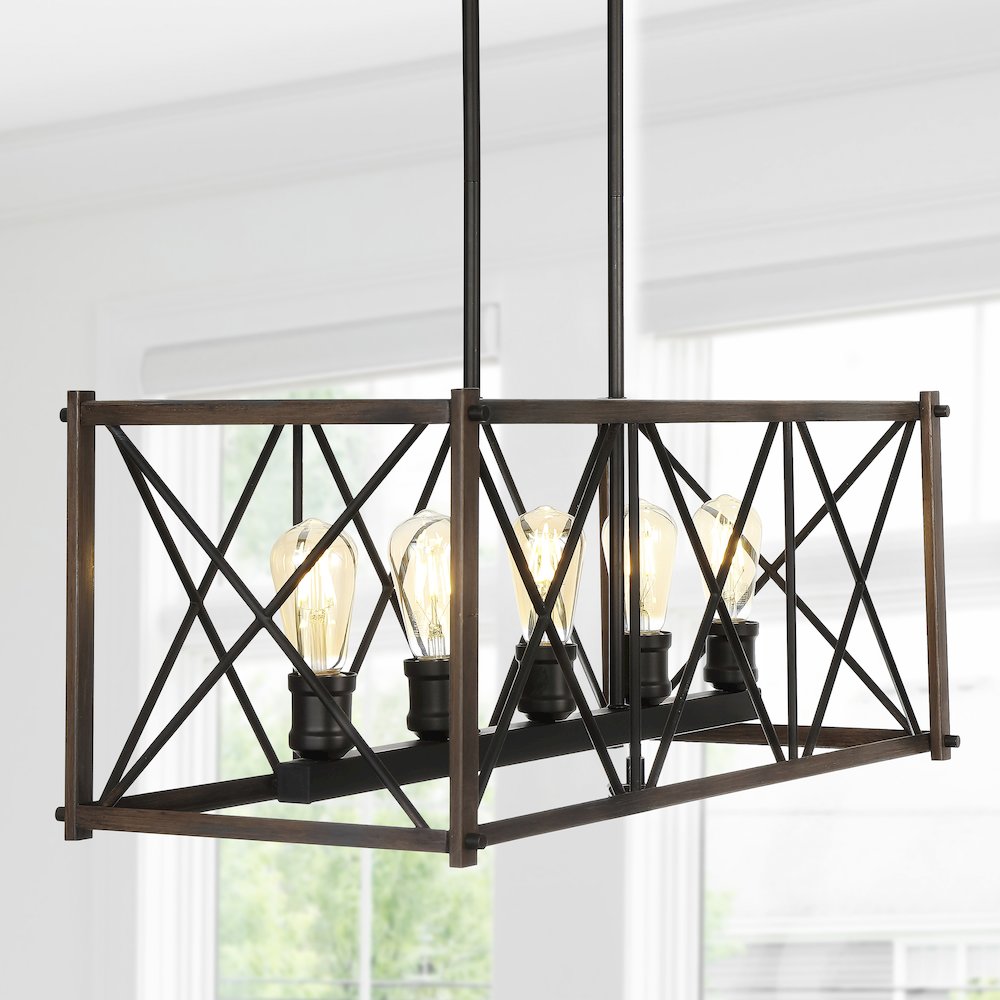 Ferme Adjustable Iron Rustic Farmhouse Led Pendant. Picture 13