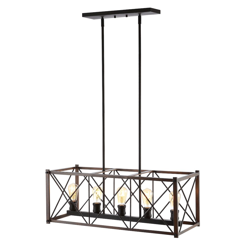 Ferme Adjustable Iron Rustic Farmhouse Led Pendant. Picture 1