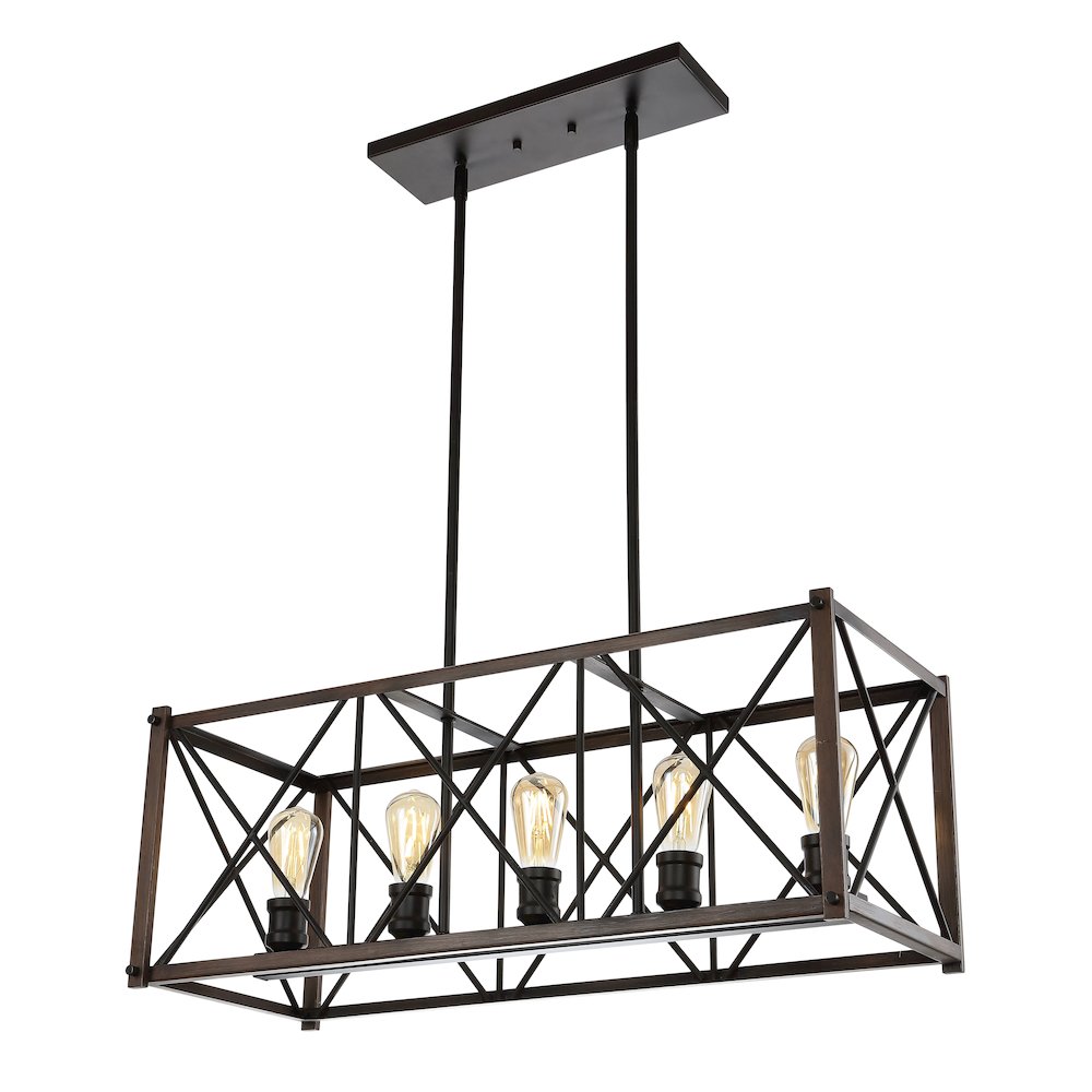 Ferme Adjustable Iron Rustic Farmhouse Led Pendant. Picture 5
