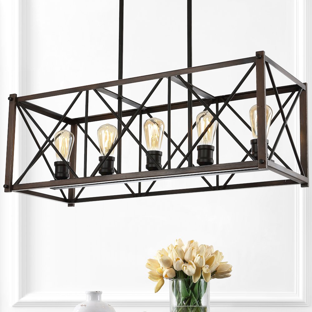 Ferme Adjustable Iron Rustic Farmhouse Led Pendant. Picture 7