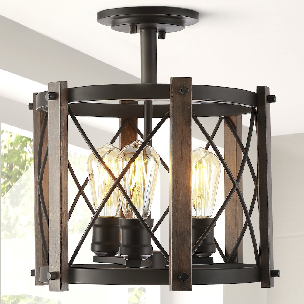 Ferme Iron Rustic Farmhouse Led Flush Mount. Picture 9