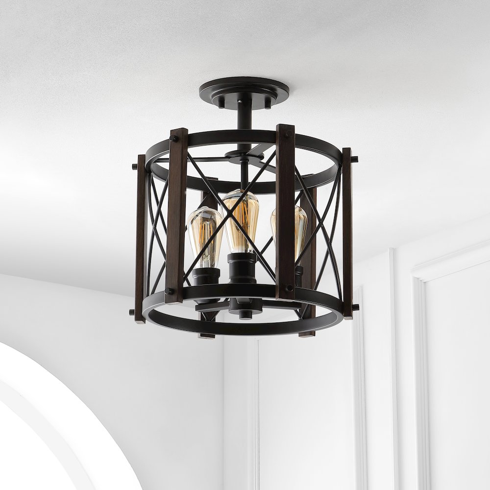 Ferme Iron Rustic Farmhouse Led Flush Mount. Picture 8