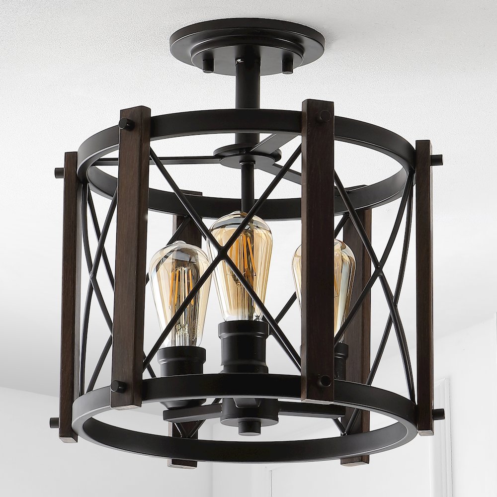Ferme Iron Rustic Farmhouse Led Flush Mount. Picture 6