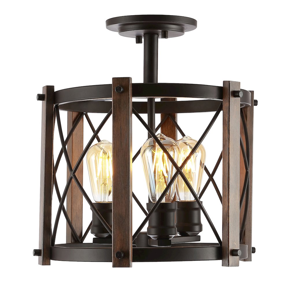 Ferme Iron Rustic Farmhouse Led Flush Mount. Picture 1