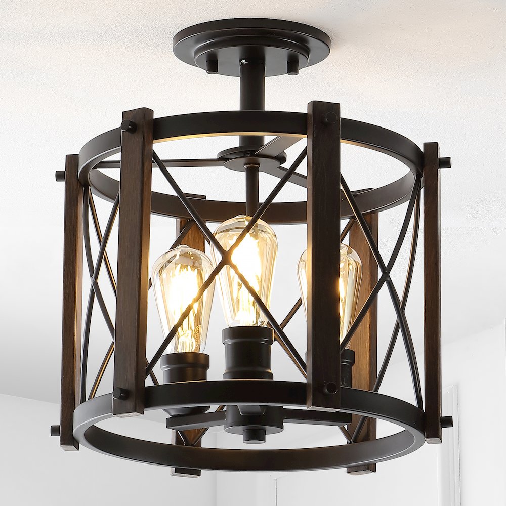 Ferme Iron Rustic Farmhouse Led Flush Mount. Picture 5