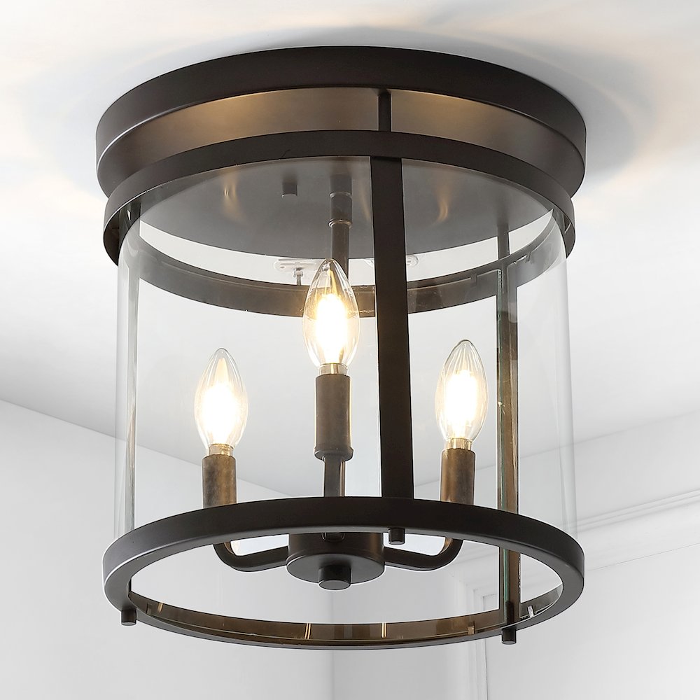 Ciel Simple Farmhouse Metal/Glass Rustic Vintage Led Flush Mount. Picture 7