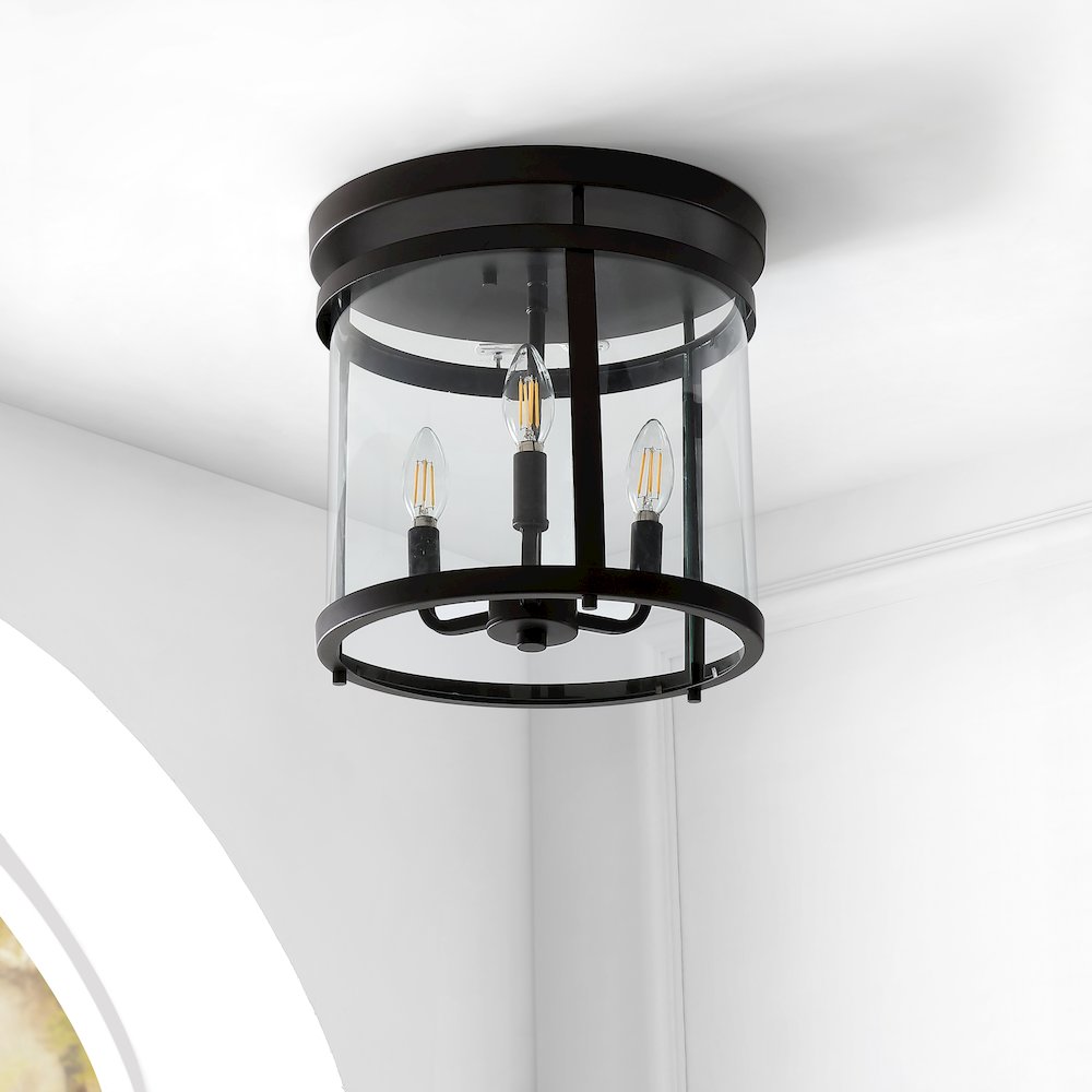 Ciel Simple Farmhouse Metal/Glass Rustic Vintage Led Flush Mount. Picture 6