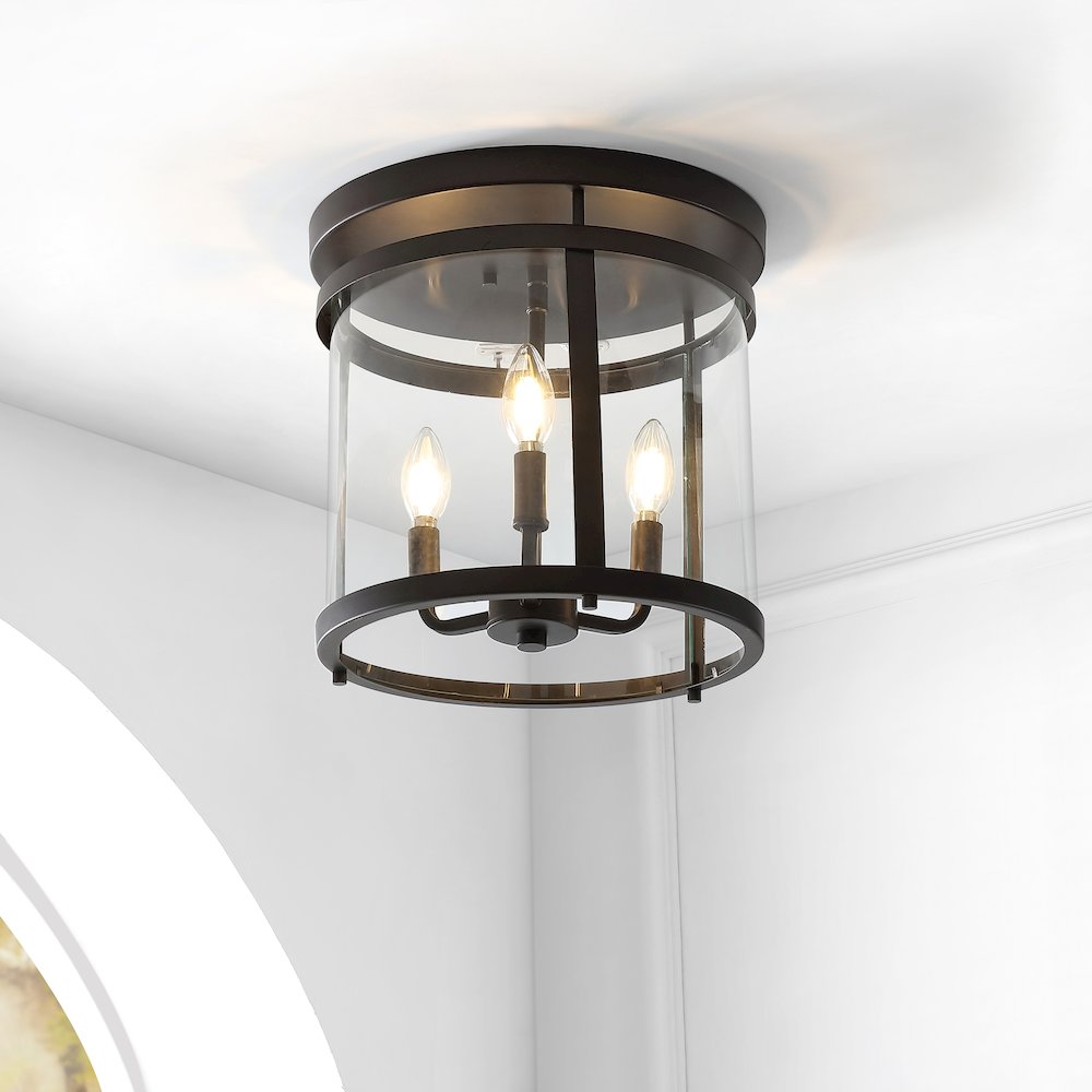 Ciel Simple Farmhouse Metal/Glass Rustic Vintage Led Flush Mount. Picture 4