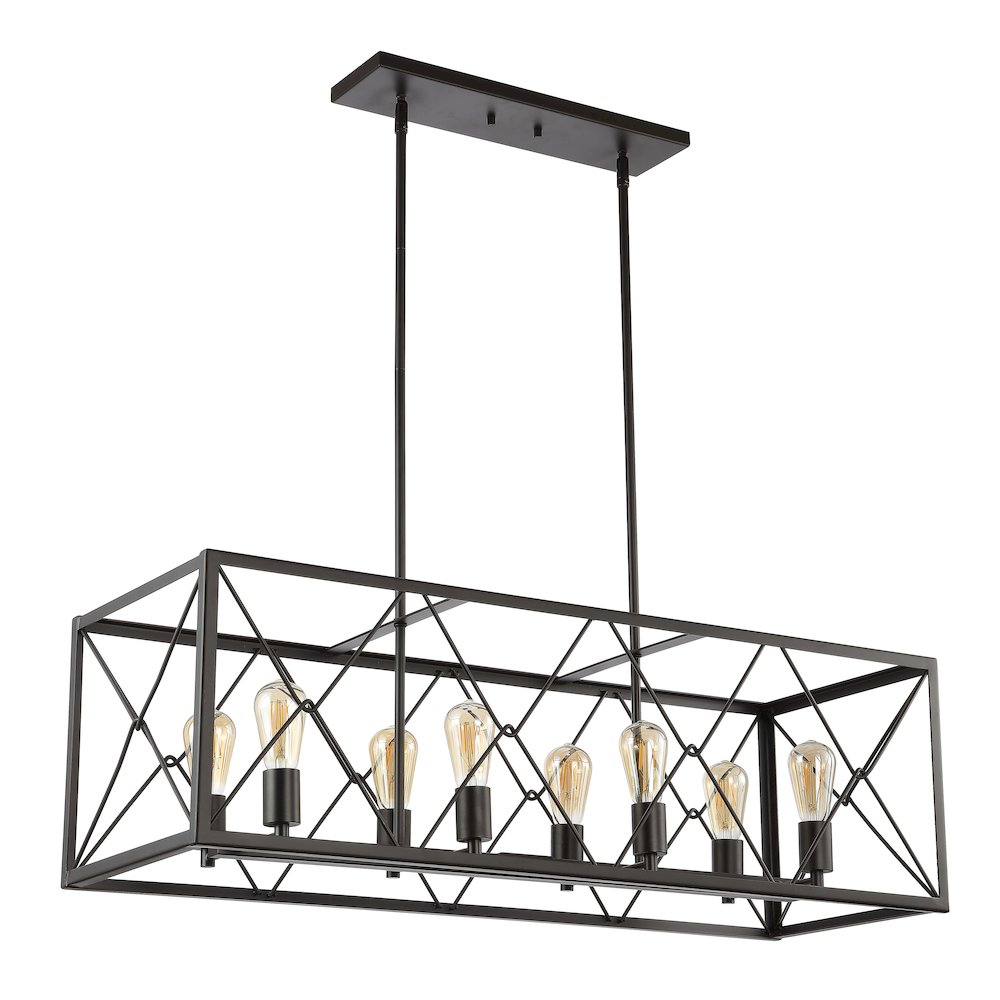 Galax 8-Light Adjustable Iron Farmhouse Industrial Led Dimmable Pendant. Picture 7
