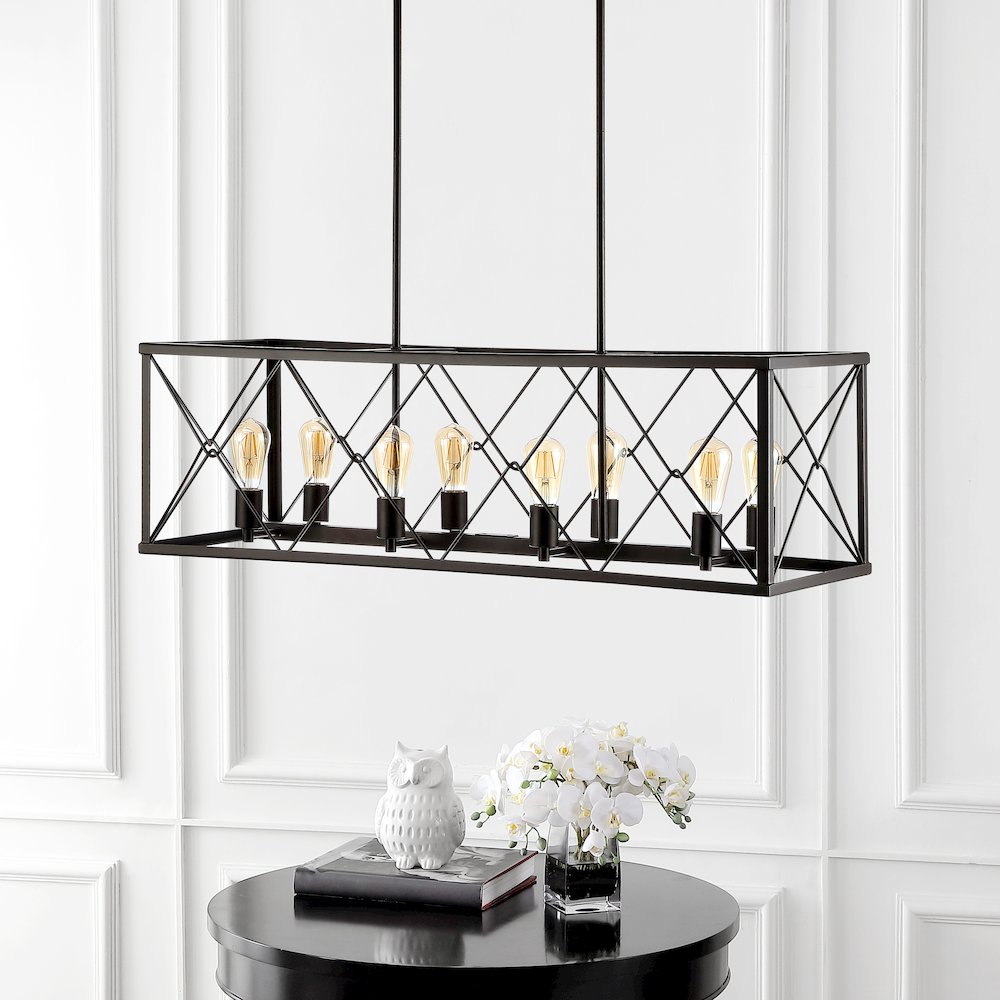 Galax 8-Light Adjustable Iron Farmhouse Industrial Led Dimmable Pendant. Picture 12