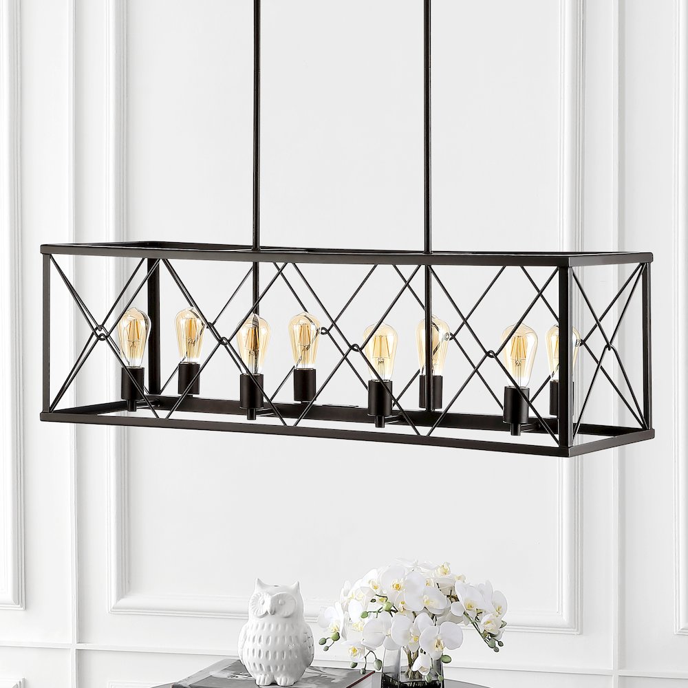 Galax 8-Light Adjustable Iron Farmhouse Industrial Led Dimmable Pendant. Picture 10